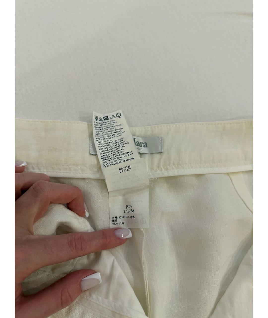 MAXMARA PURE Белые льняные прямые брюки, фото 4