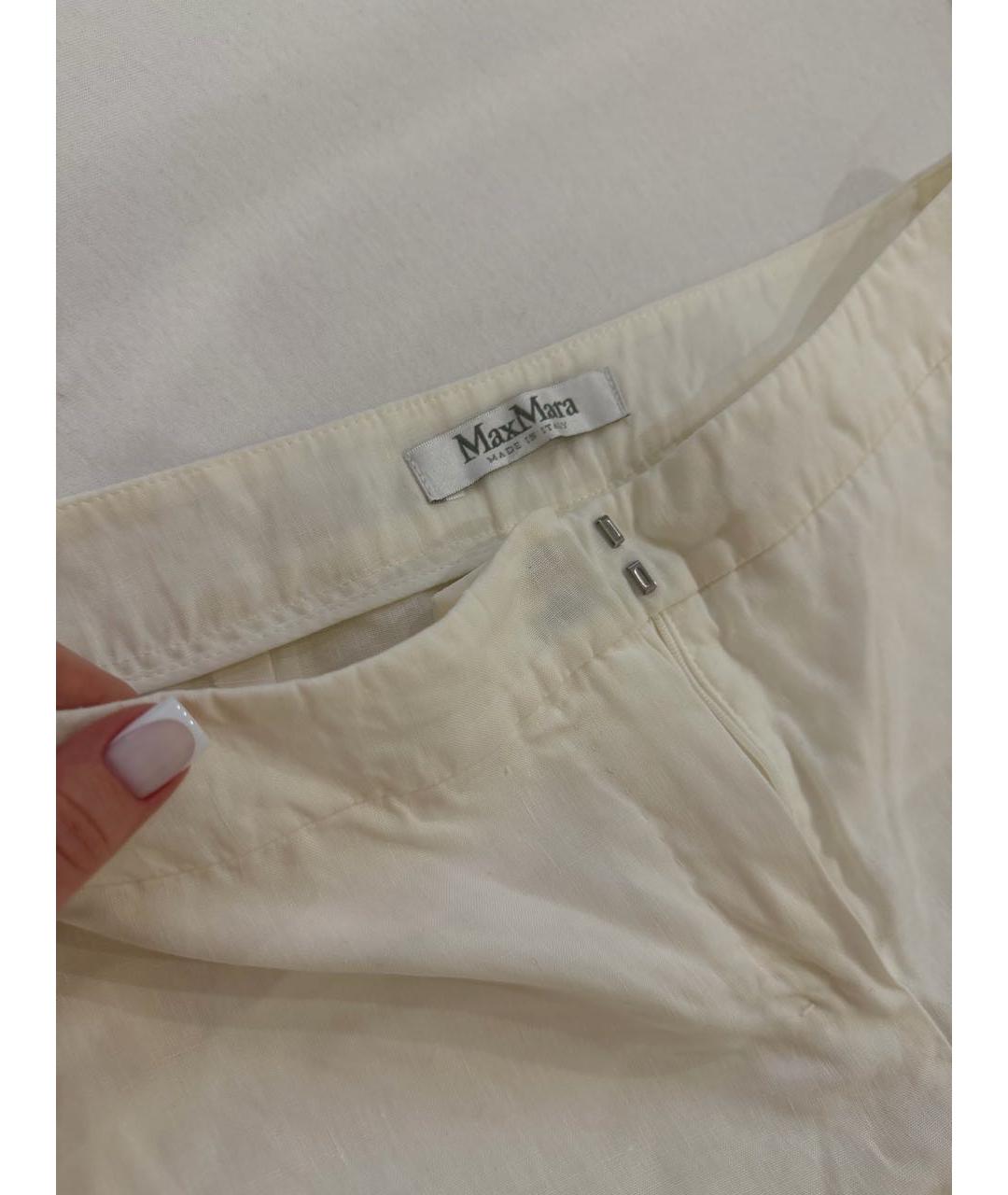 MAXMARA PURE Белые льняные прямые брюки, фото 2