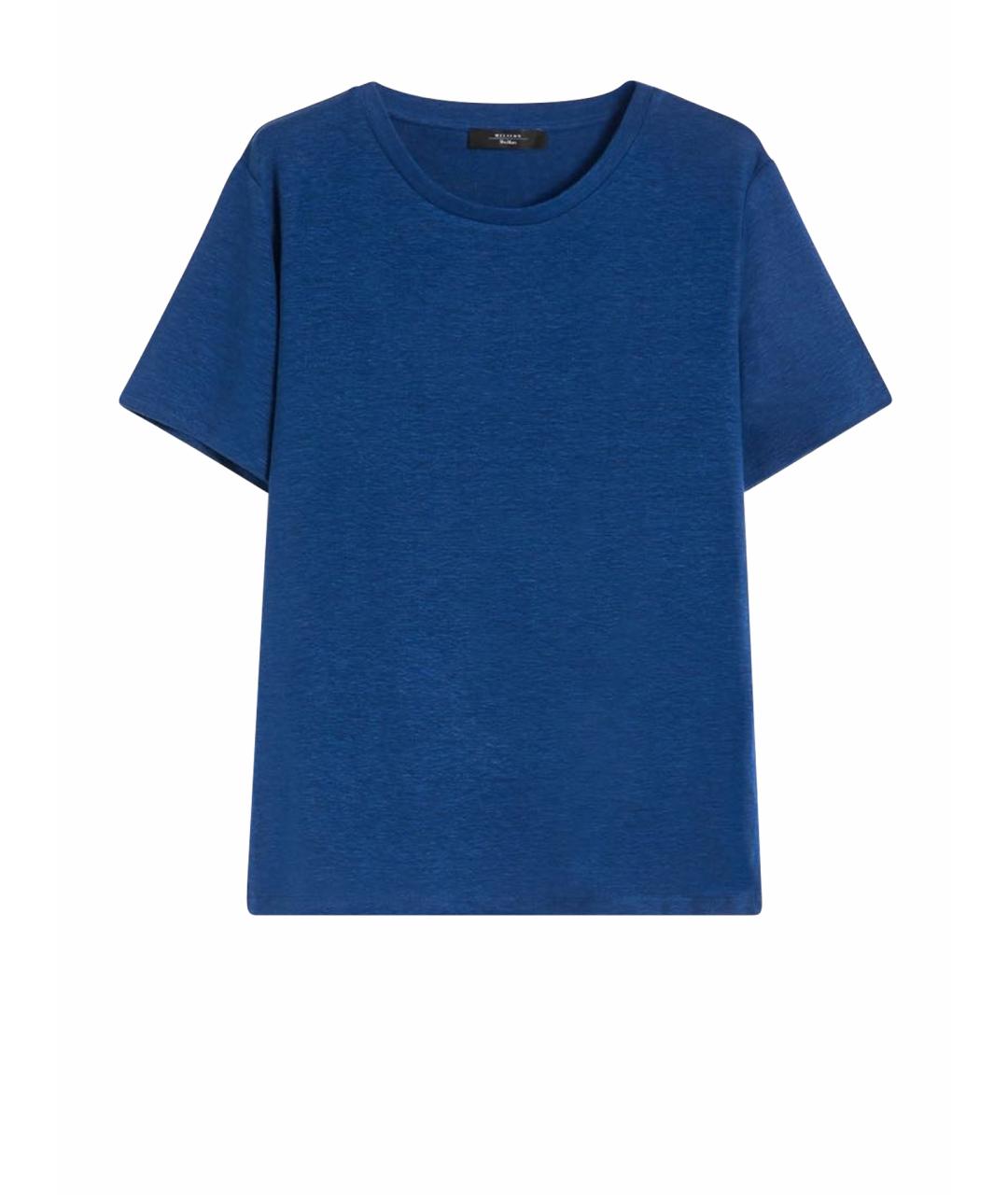 WEEKEND MAX MARA Синяя вискозная футболка, фото 4