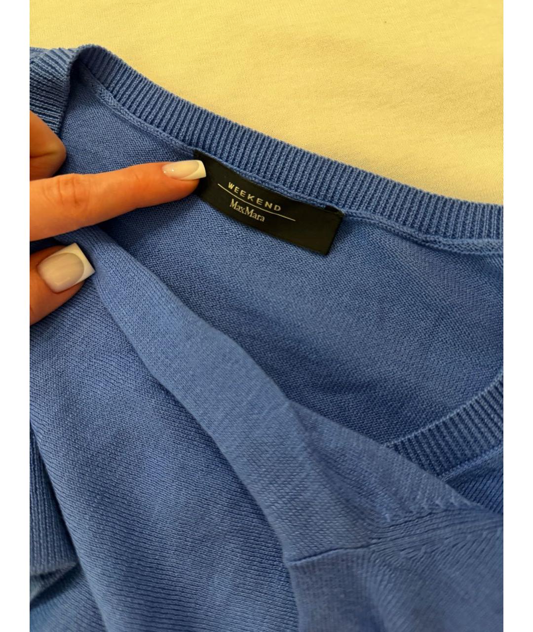 WEEKEND MAX MARA Синяя вискозная футболка, фото 2