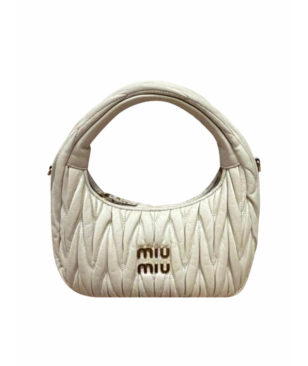 MIU MIU Белая кожаная сумка через плечо, фото 1