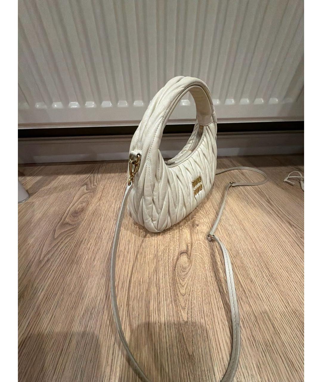 MIU MIU Белая кожаная сумка через плечо, фото 2