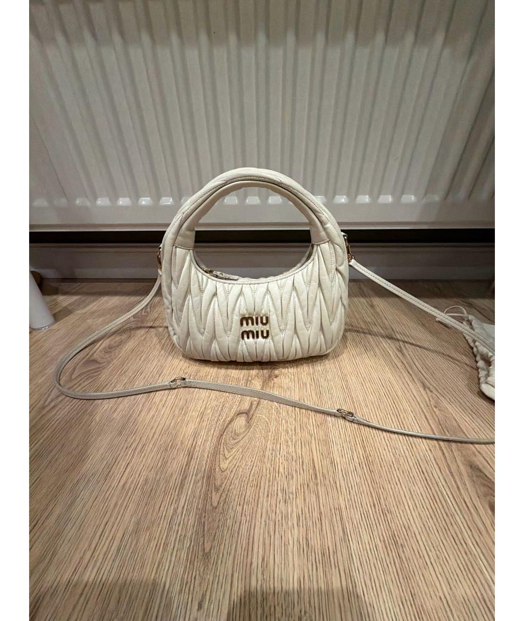 MIU MIU Белая кожаная сумка через плечо, фото 5