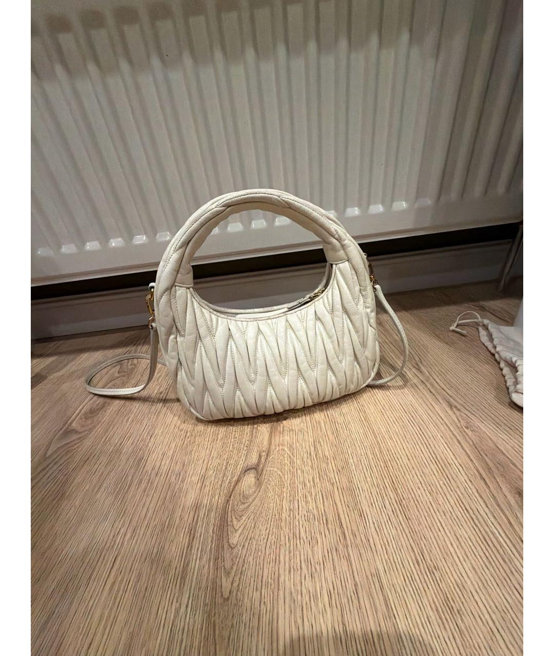 MIU MIU Белая кожаная сумка через плечо, фото 3