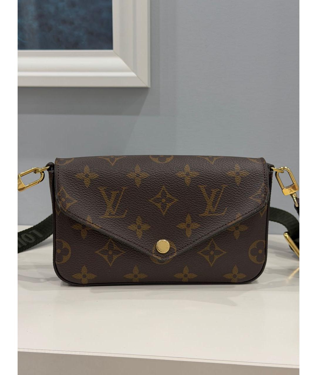 LOUIS VUITTON Коричневая канва сумка через плечо, фото 9