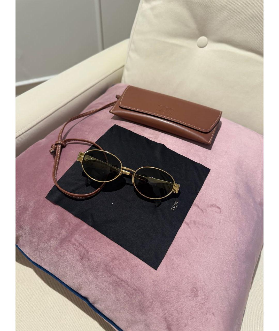 CELINE Золотые металлические солнцезащитные очки, фото 6