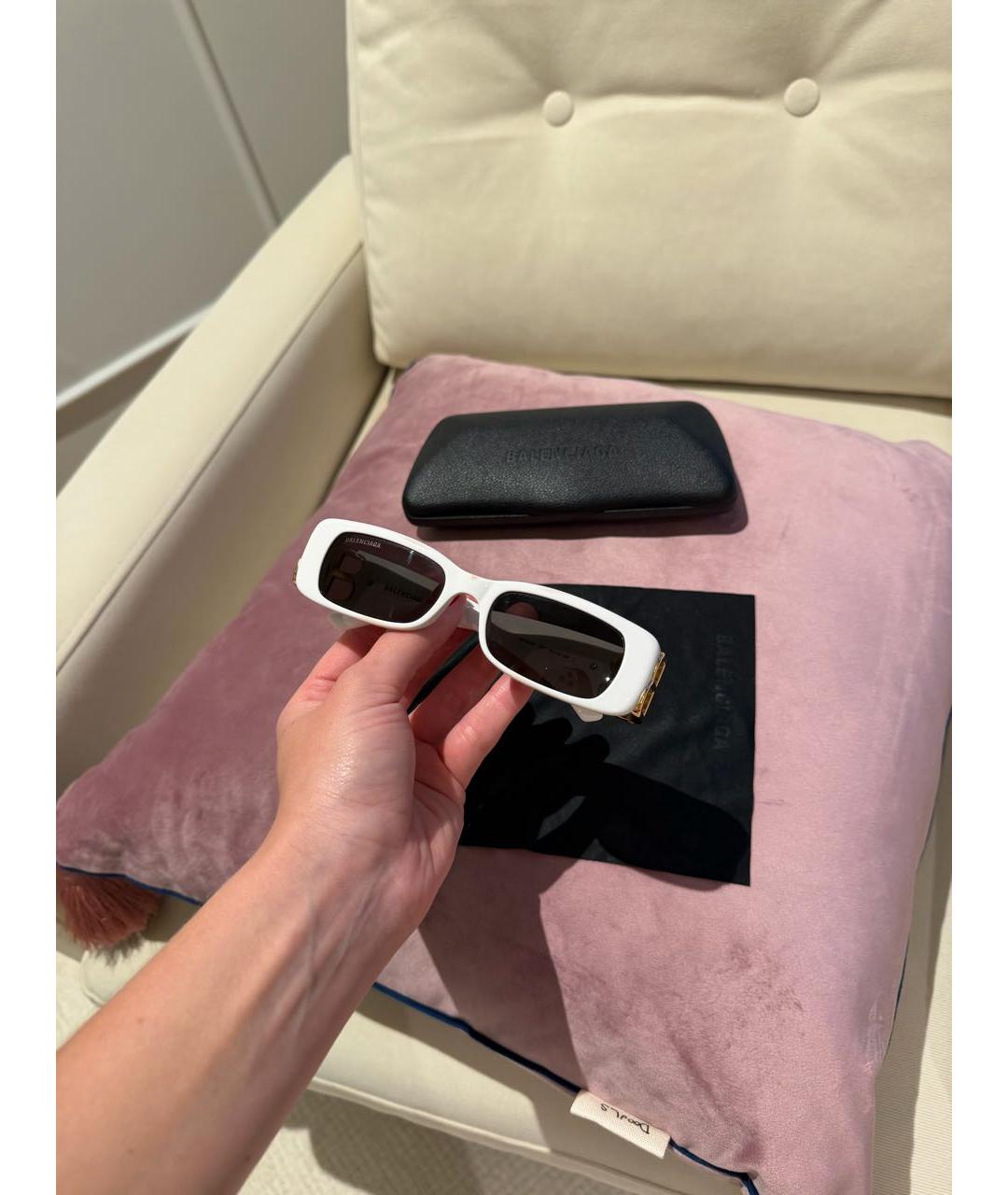 BALENCIAGA Белые пластиковые солнцезащитные очки, фото 5