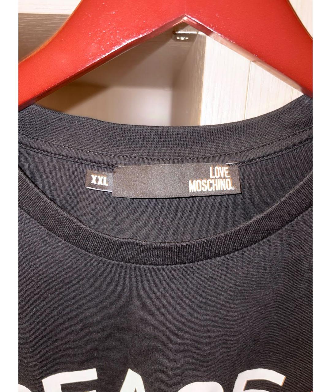 LOVE MOSCHINO Черная хлопковая футболка, фото 3