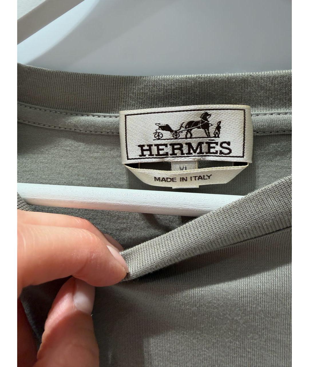 HERMES Хаки хлопковая футболка, фото 3