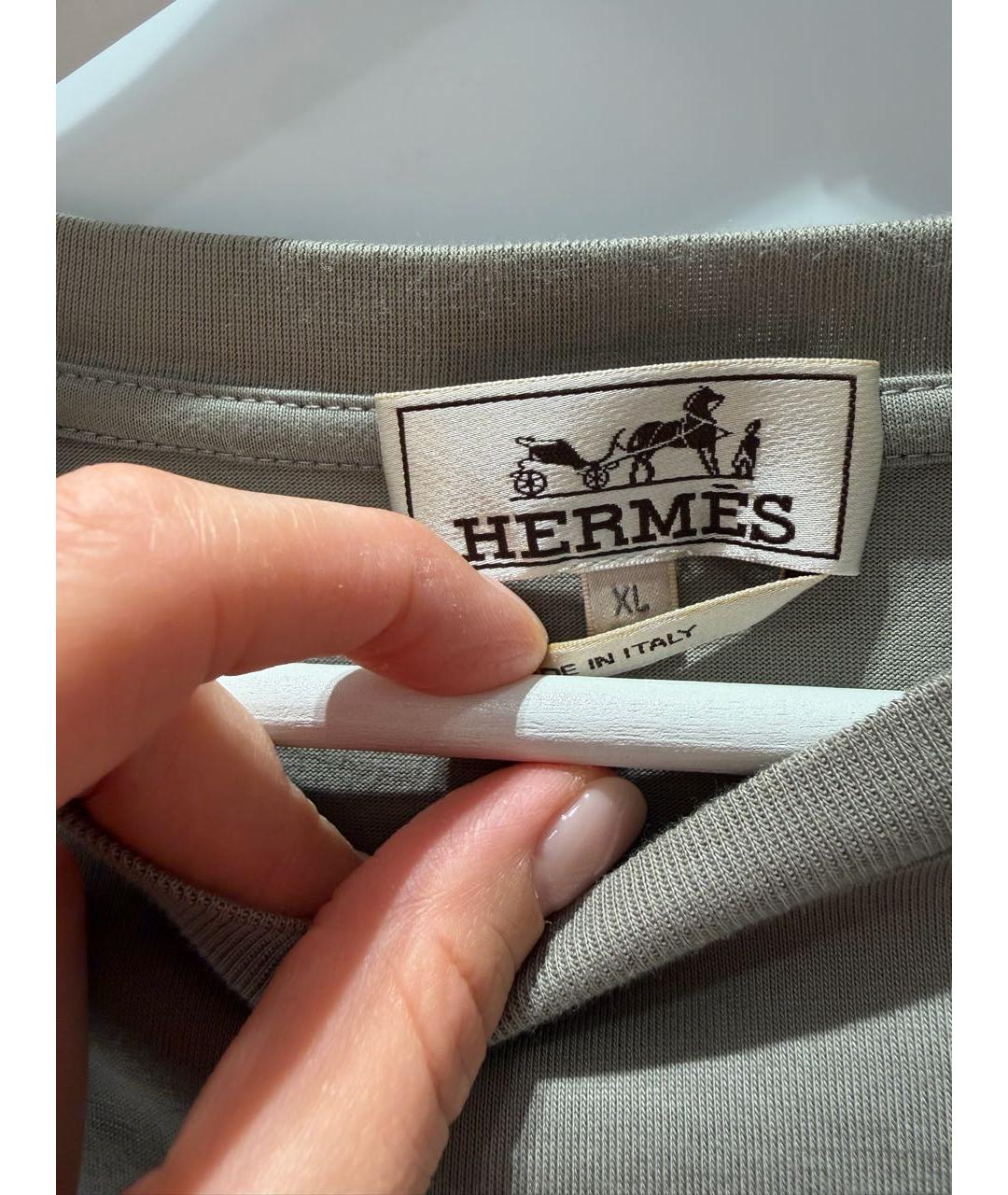 HERMES Хаки хлопковая футболка, фото 5