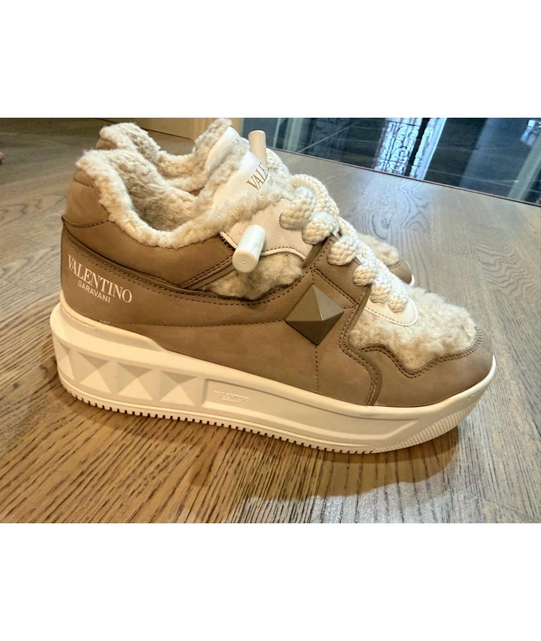 VALENTINO Бежевые замшевые кеды, фото 5