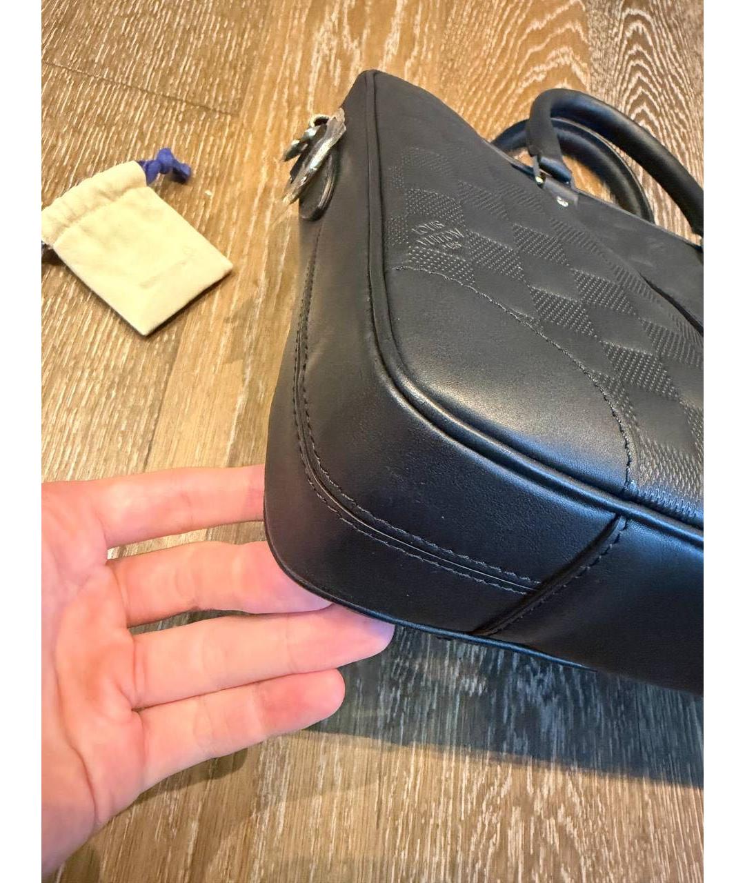LOUIS VUITTON Черный кожаный портфель, фото 3