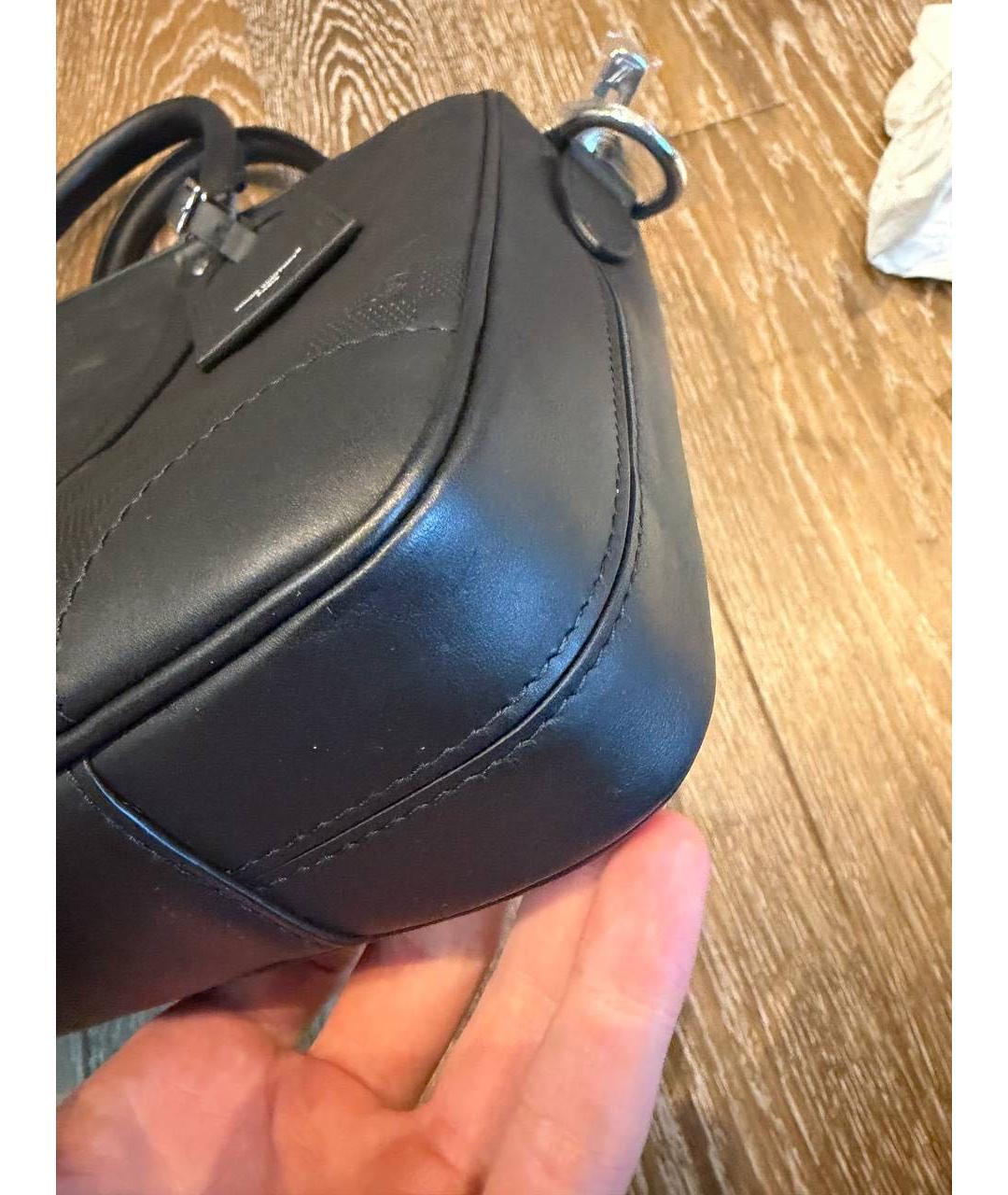 LOUIS VUITTON Черный кожаный портфель, фото 4