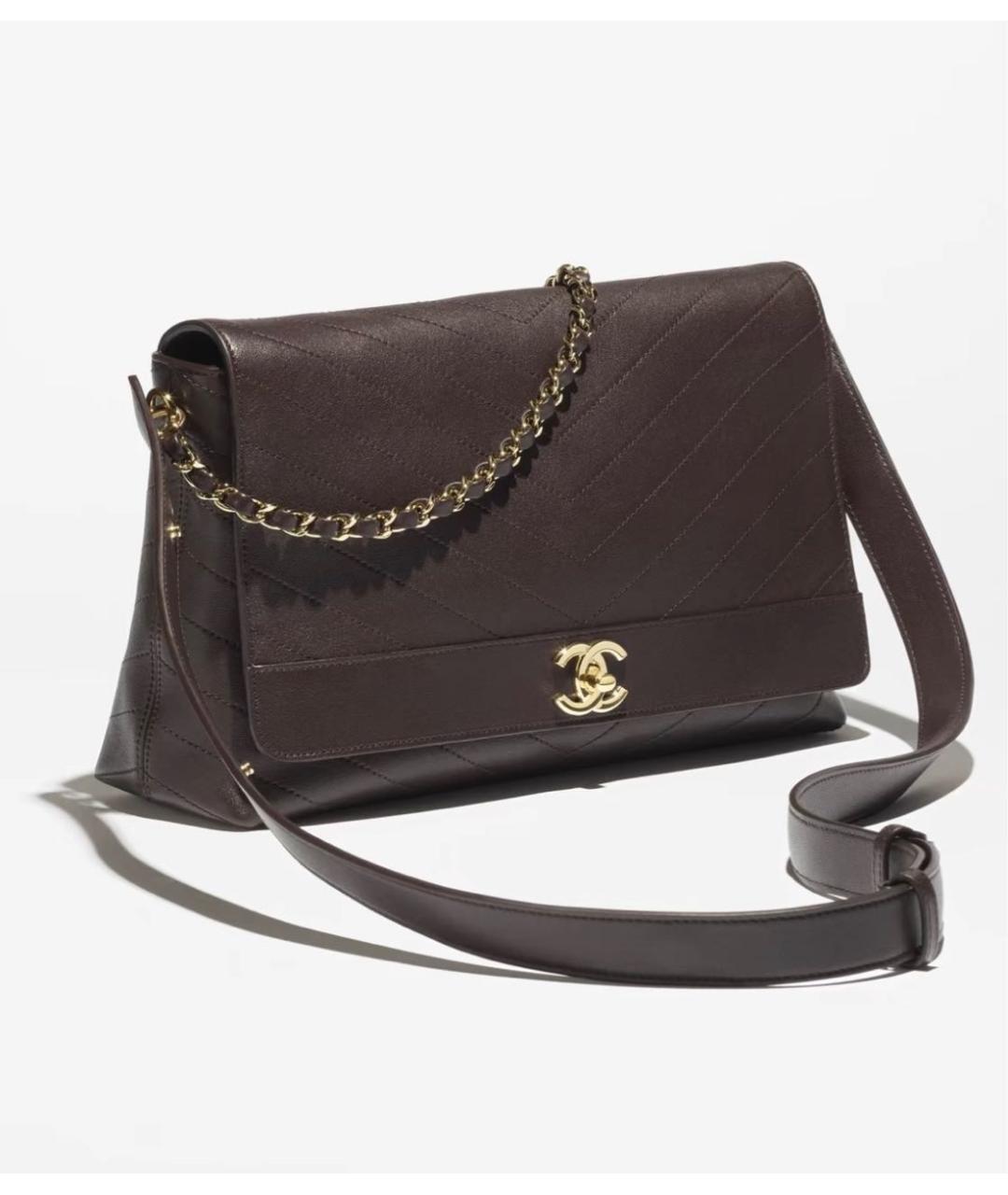 CHANEL Коричневая кожаная сумка через плечо, фото 2