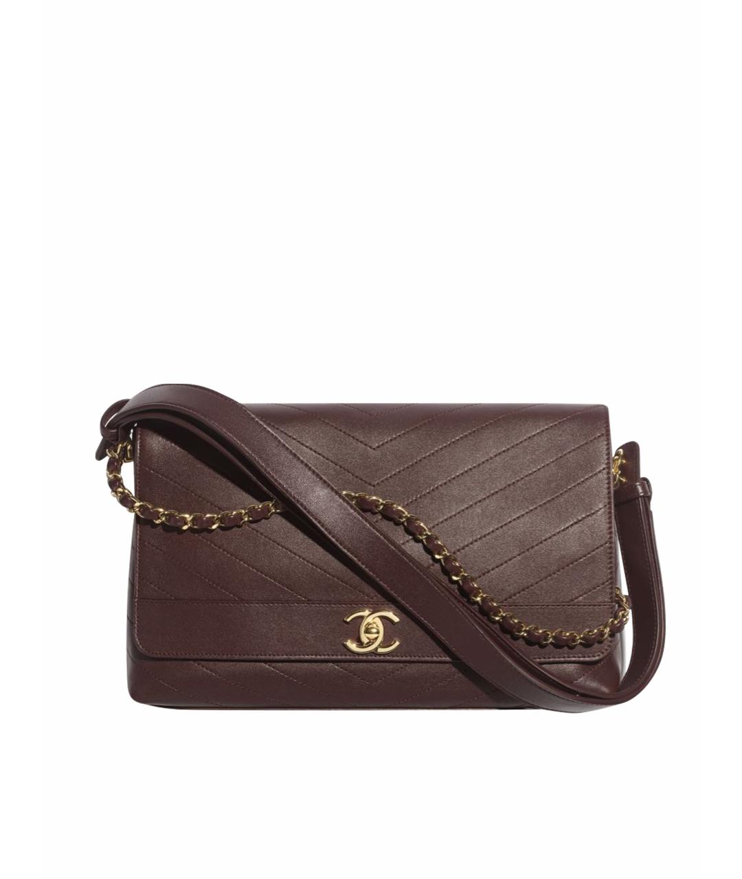 CHANEL Коричневая кожаная сумка через плечо, фото 1