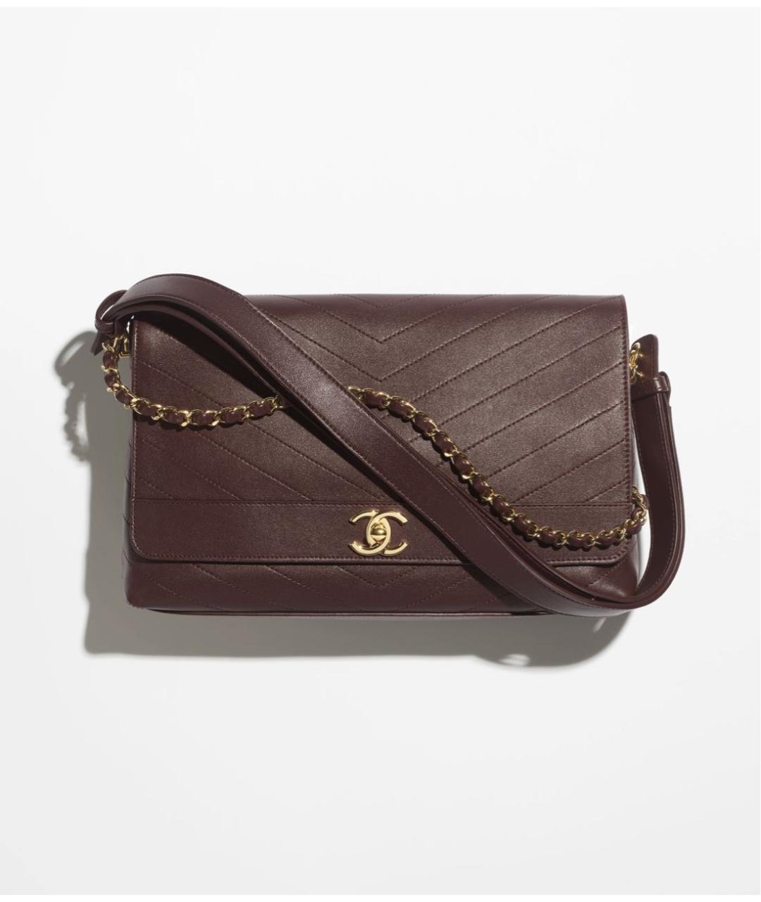 CHANEL Коричневая кожаная сумка через плечо, фото 5
