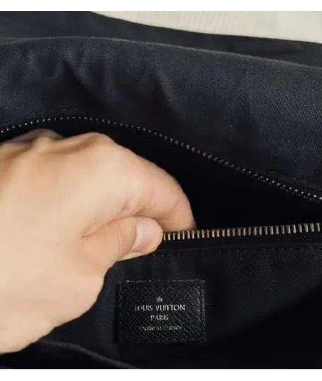 LOUIS VUITTON Антрацитовая кожаная сумка на плечо, фото 4