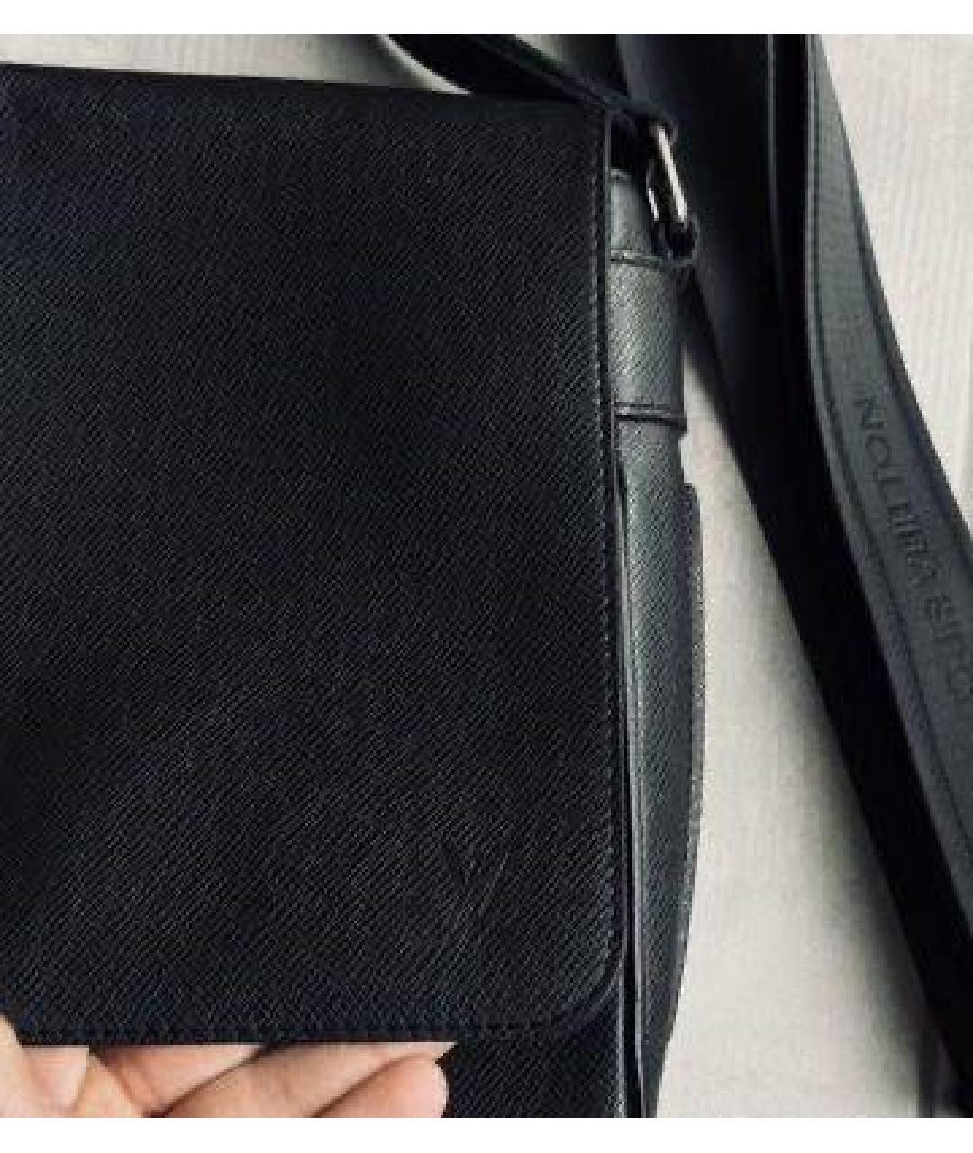 LOUIS VUITTON Антрацитовая кожаная сумка на плечо, фото 2