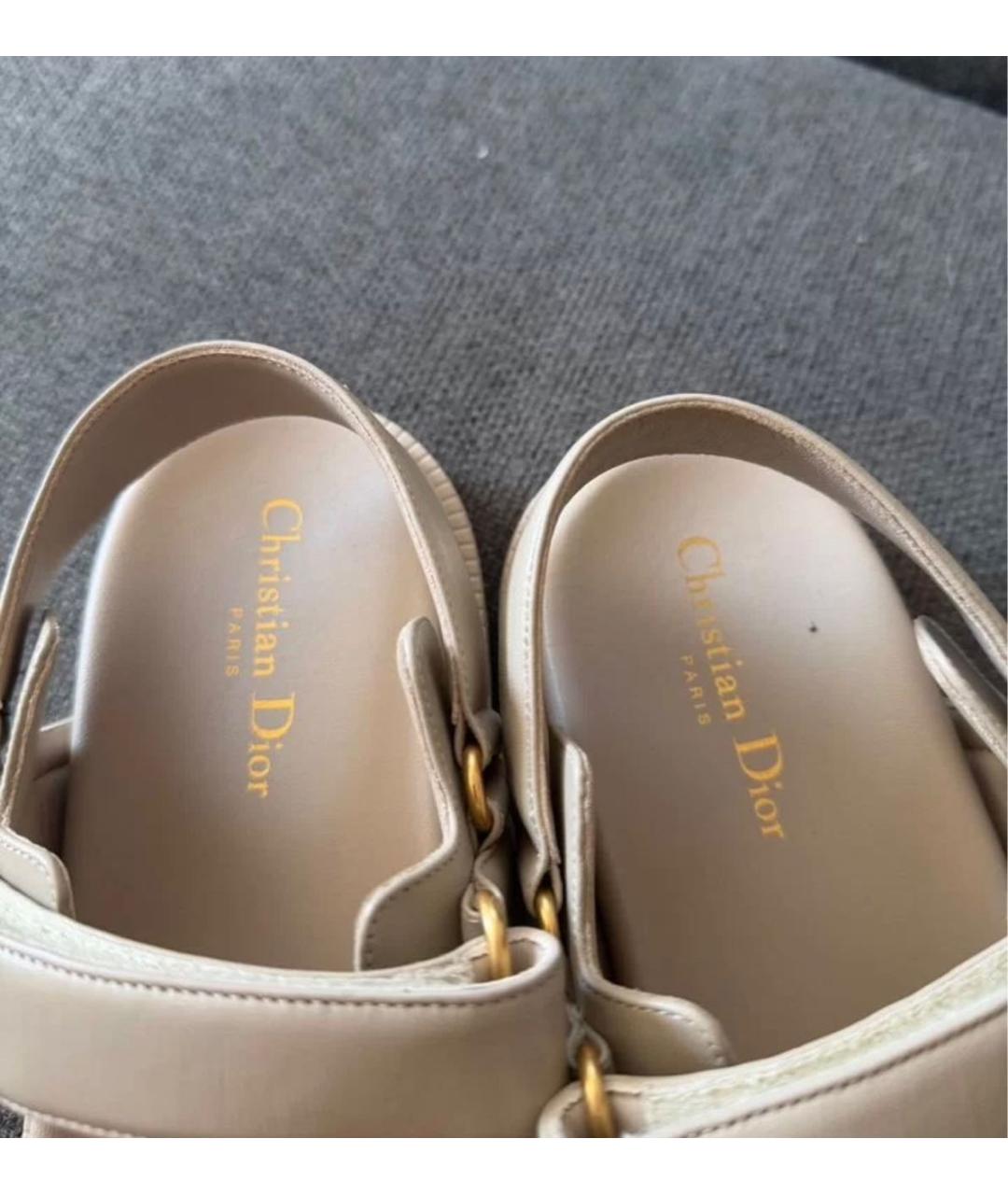 CHRISTIAN DIOR Белые кожаные сандалии, фото 3