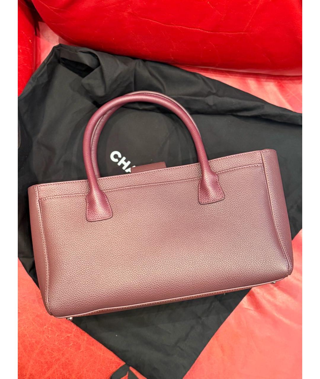 CHANEL Бордовая кожаная сумка тоут, фото 2