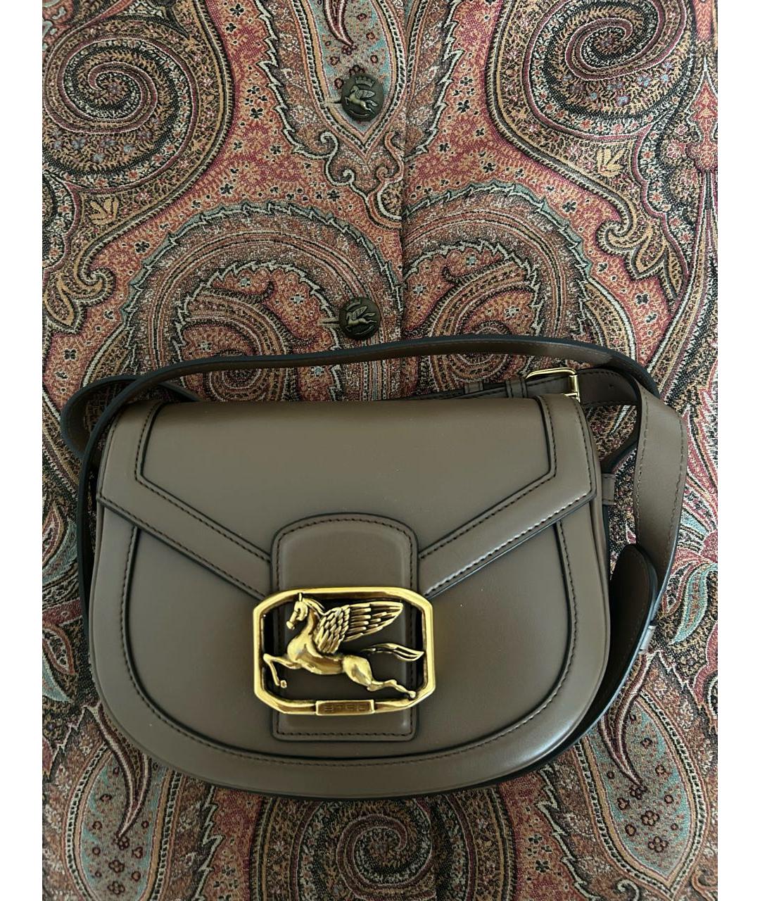 ETRO Коричневая кожаная сумка через плечо, фото 5