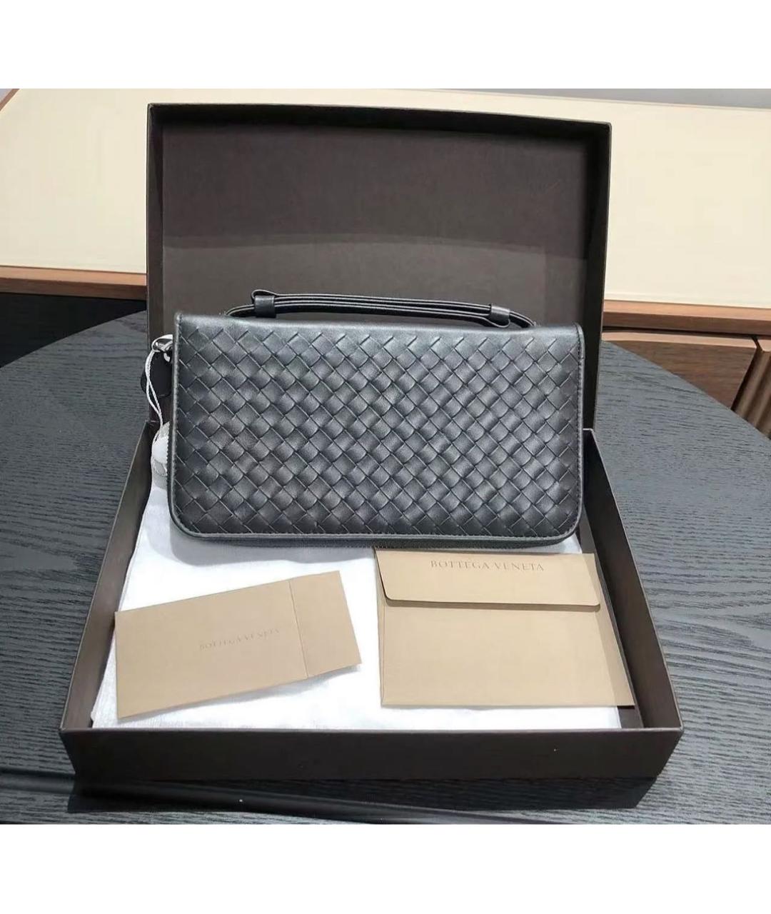 BOTTEGA VENETA Черный кожаный кошелек, фото 2