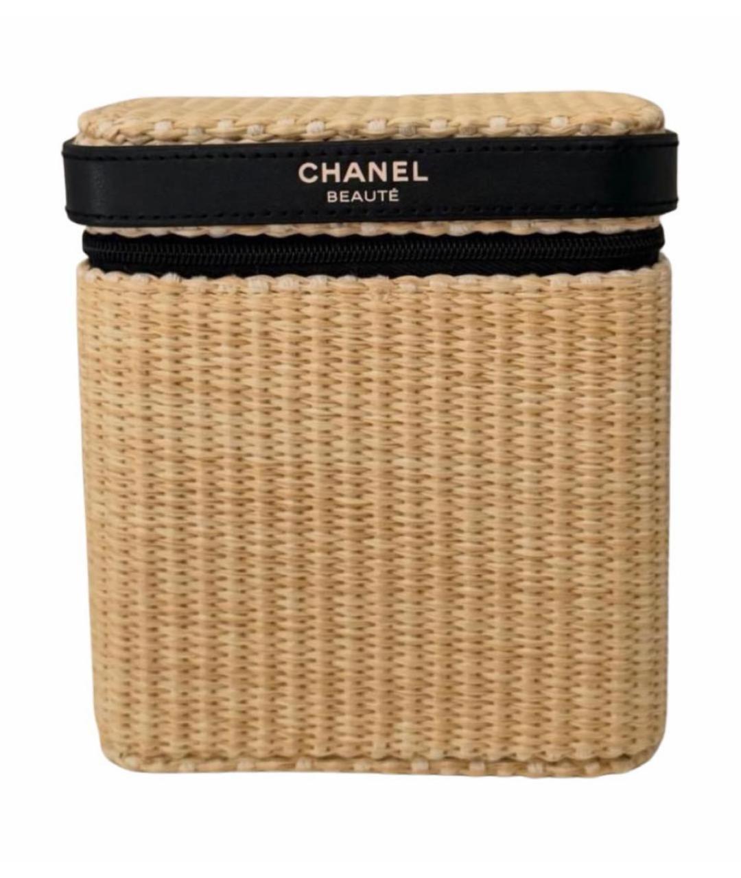 CHANEL BEAUTY Бежевая плетеная косметичка, фото 5