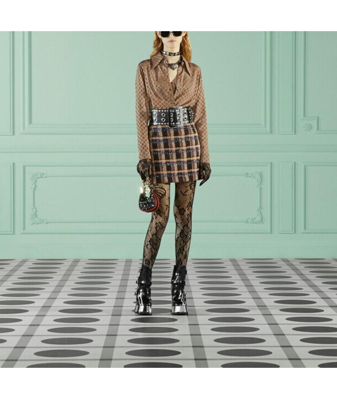 GUCCI Коричневая шелковая рубашка, фото 3