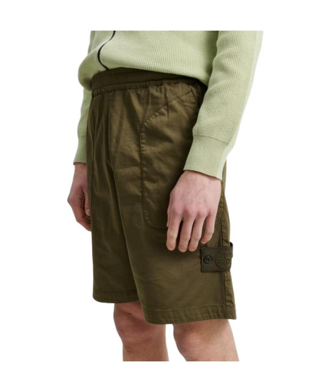 STONE ISLAND Зеленые шорты, фото 4