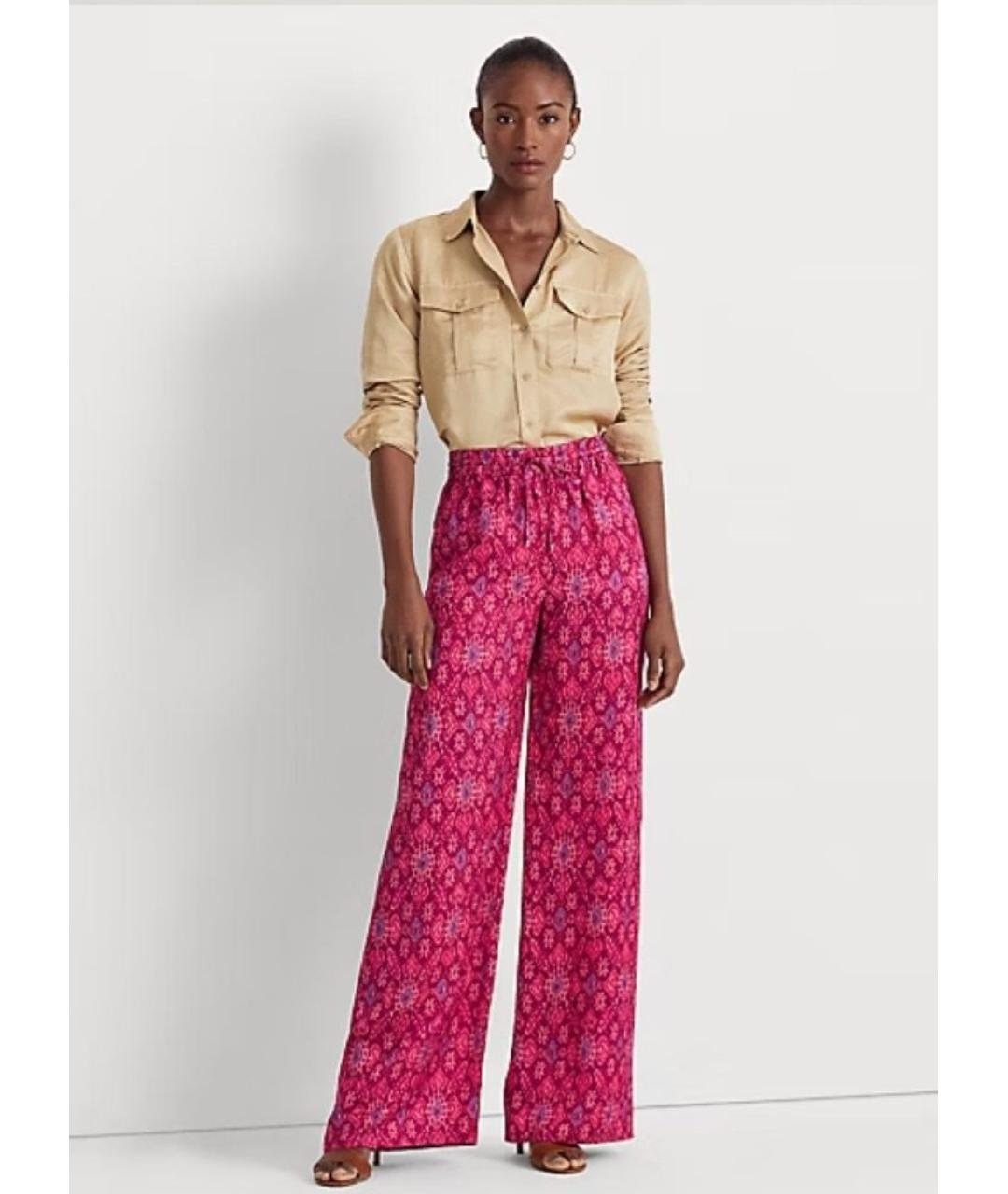 RALPH LAUREN Фуксия вискозные брюки широкие, фото 5