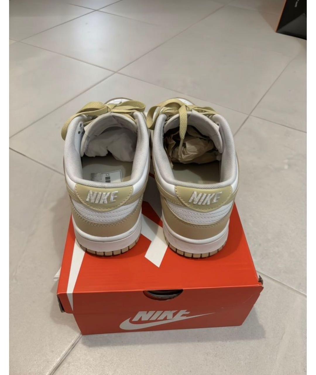 NIKE Бежевые низкие кроссовки / кеды из искусственной кожи, фото 3