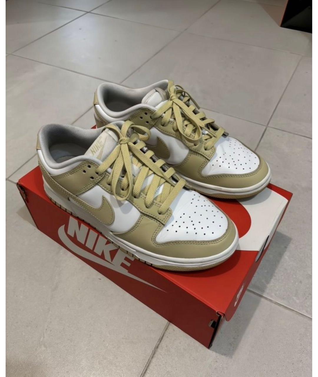 NIKE Бежевые низкие кроссовки / кеды из искусственной кожи, фото 7