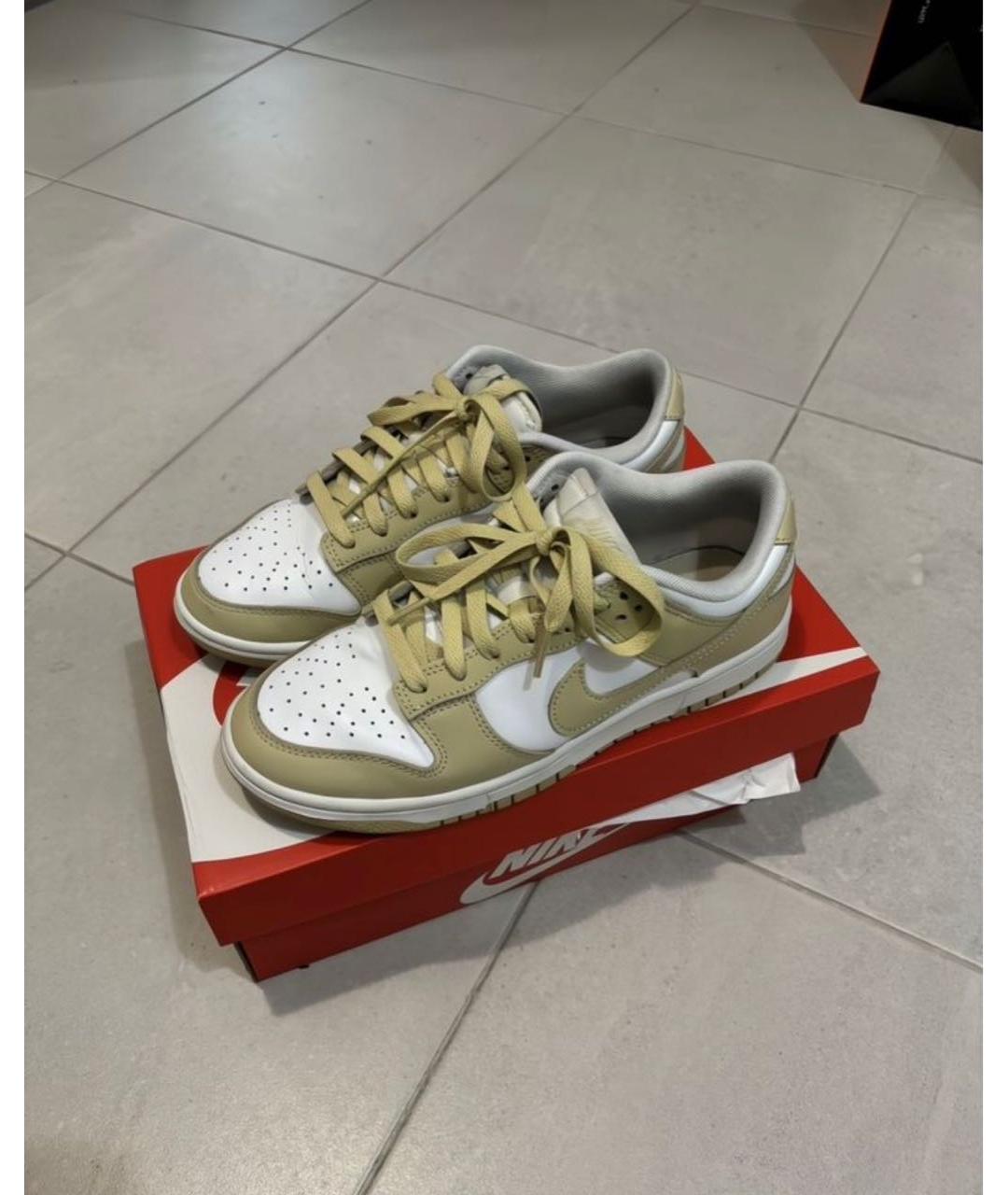 NIKE Бежевые низкие кроссовки / кеды из искусственной кожи, фото 5