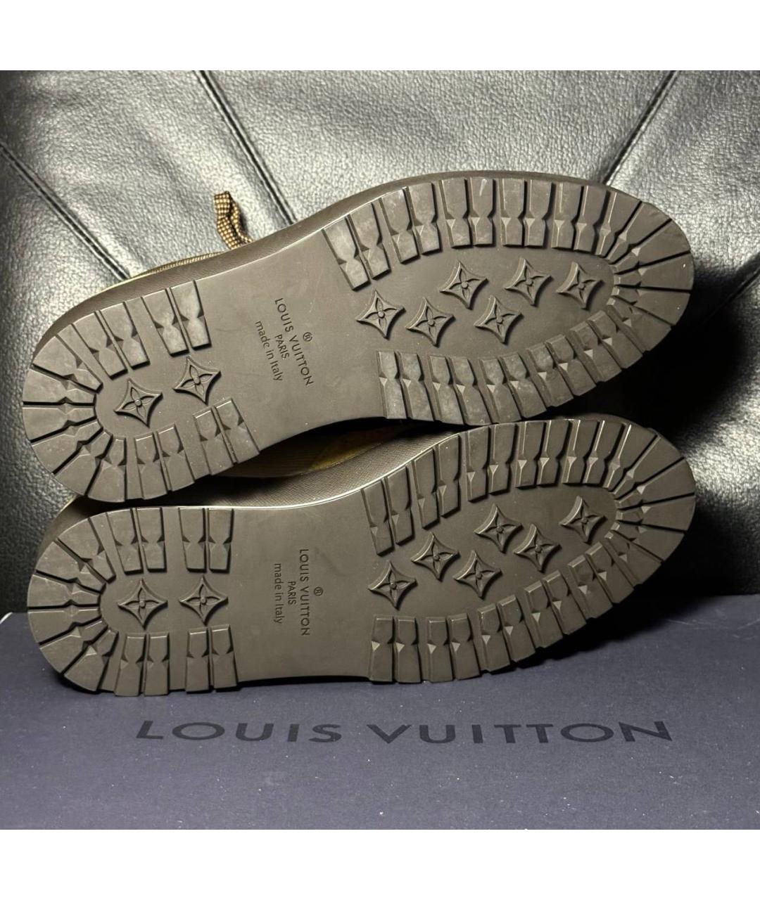 LOUIS VUITTON Горчичные замшевые низкие кроссовки / кеды, фото 8