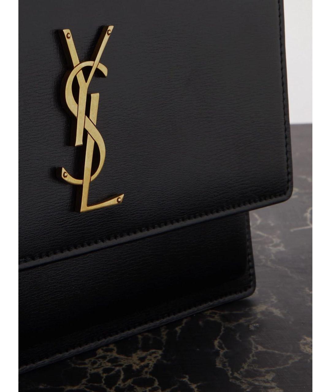 SAINT LAURENT Черная кожаная сумка через плечо, фото 3