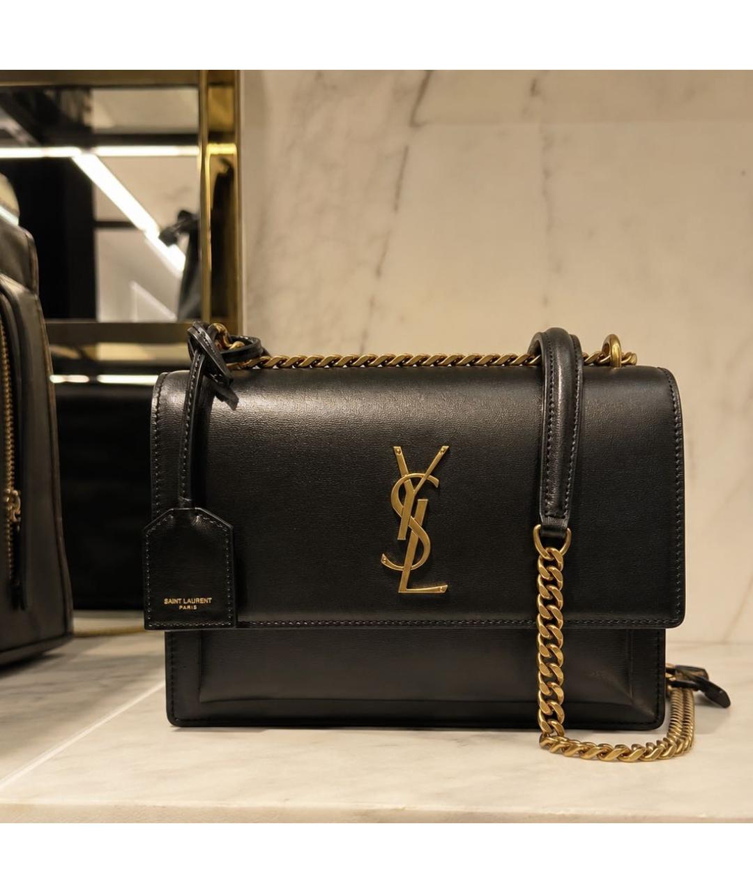 SAINT LAURENT Черная кожаная сумка через плечо, фото 6