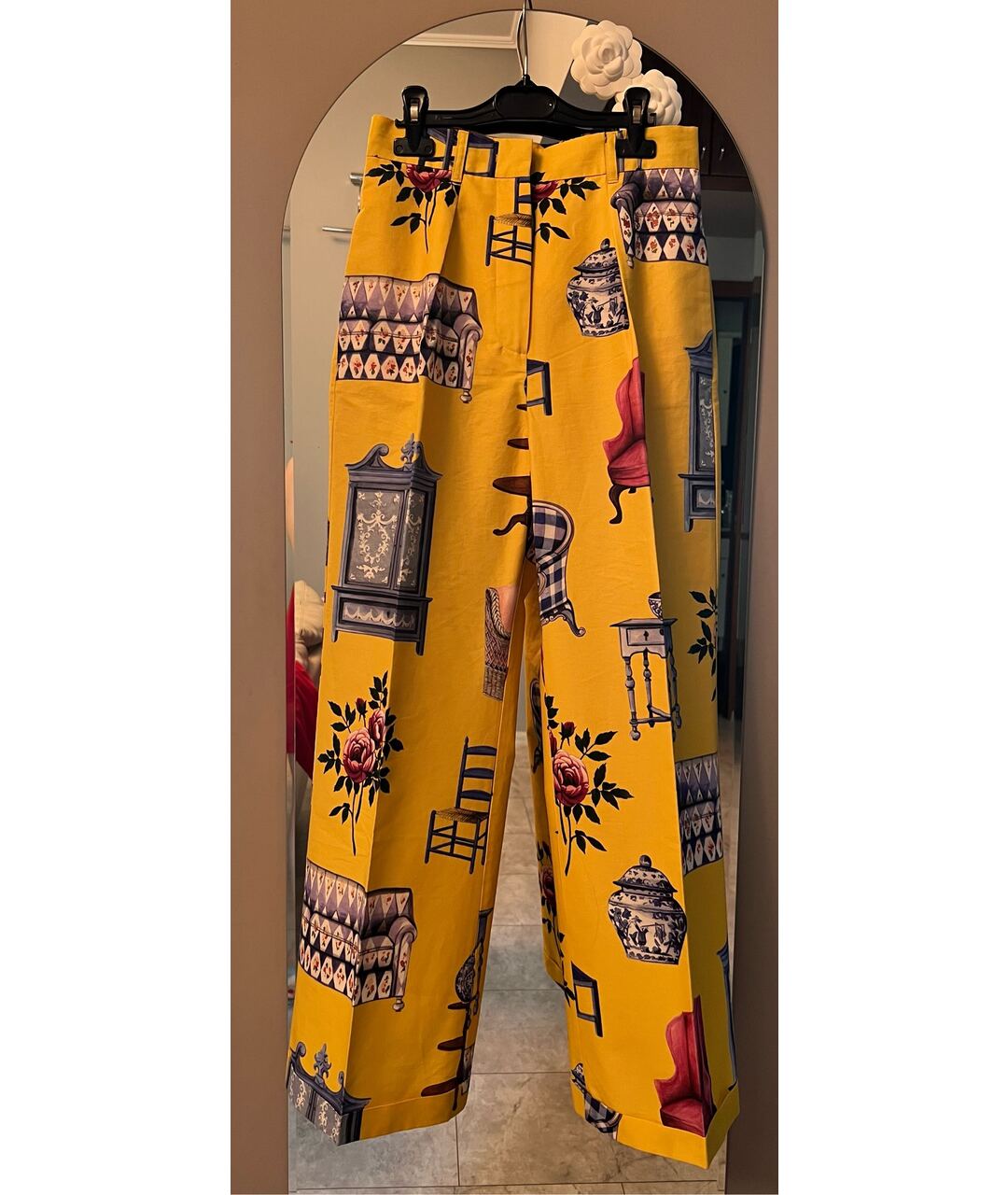 WEEKEND MAX MARA Желтые хлопковые прямые брюки, фото 6