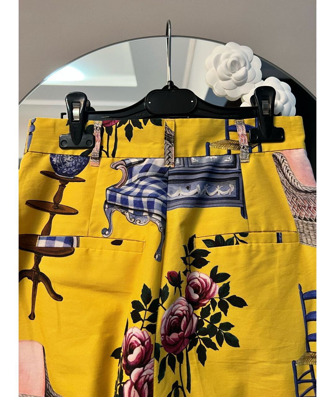 WEEKEND MAX MARA Желтые хлопковые прямые брюки, фото 2