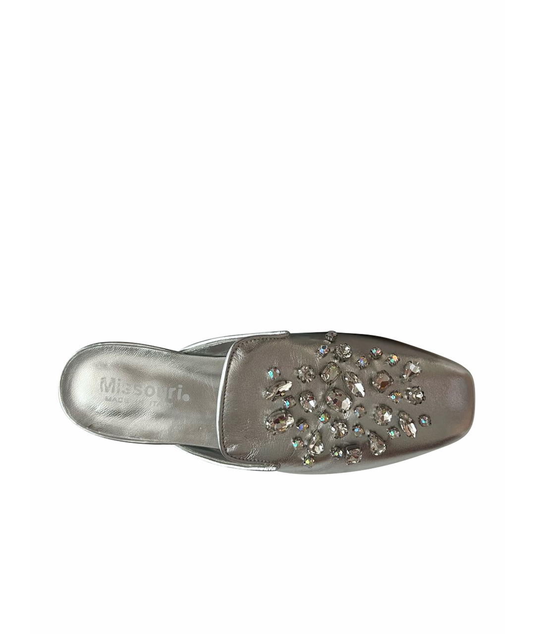 MISSOURI Серебряные кожаные сандалии и шлепанцы, фото 1