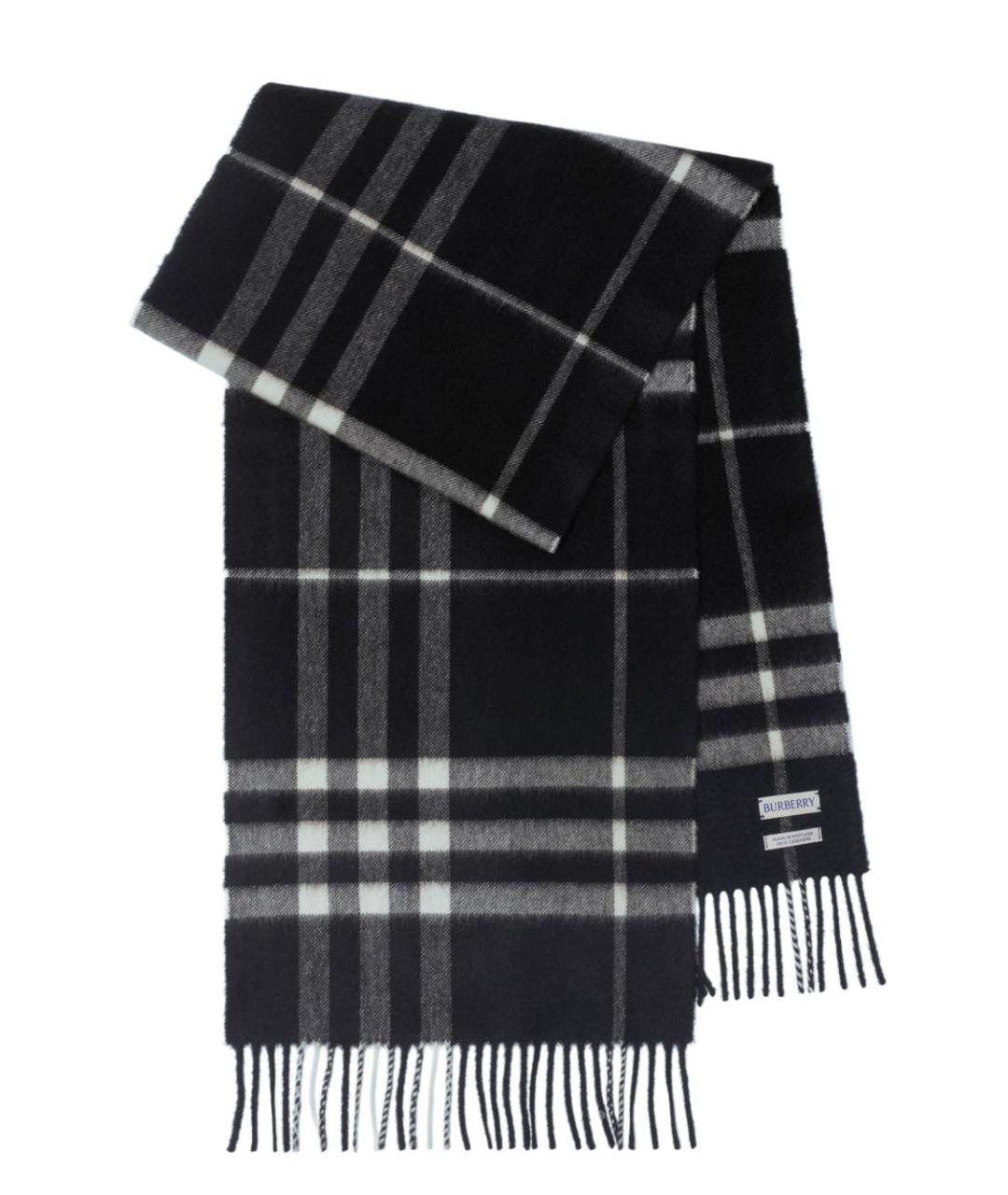 BURBERRY Черный кашемировый шарф, фото 3