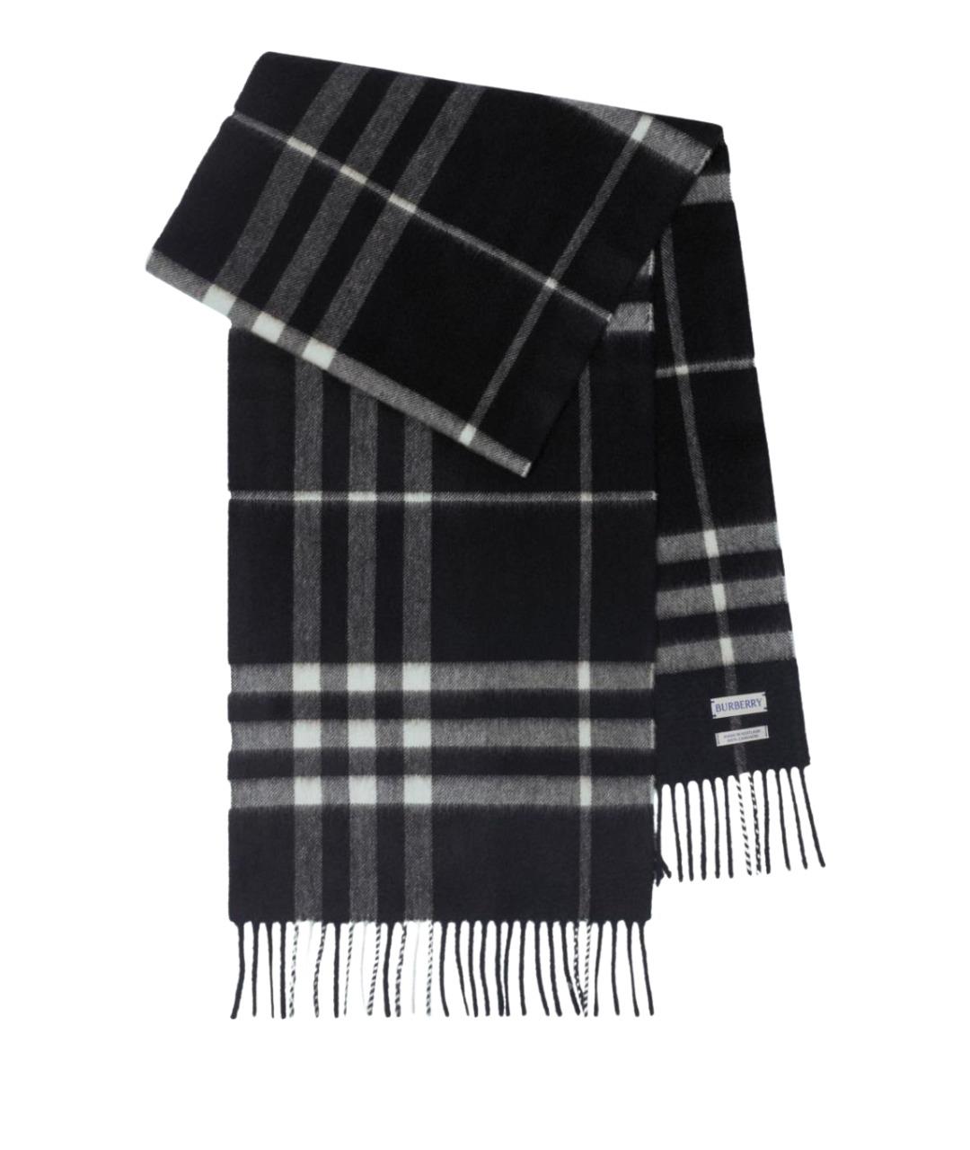 BURBERRY Черный кашемировый шарф, фото 1