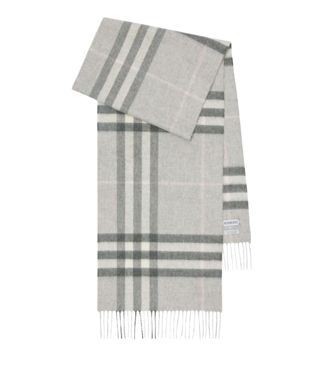 BURBERRY Серый кашемировый шарф, фото 1