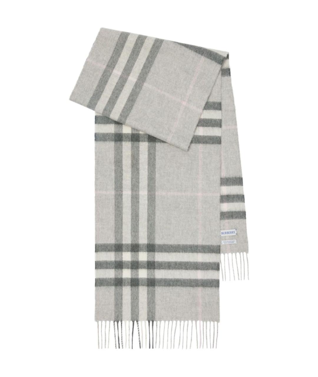 BURBERRY Серый кашемировый шарф, фото 3