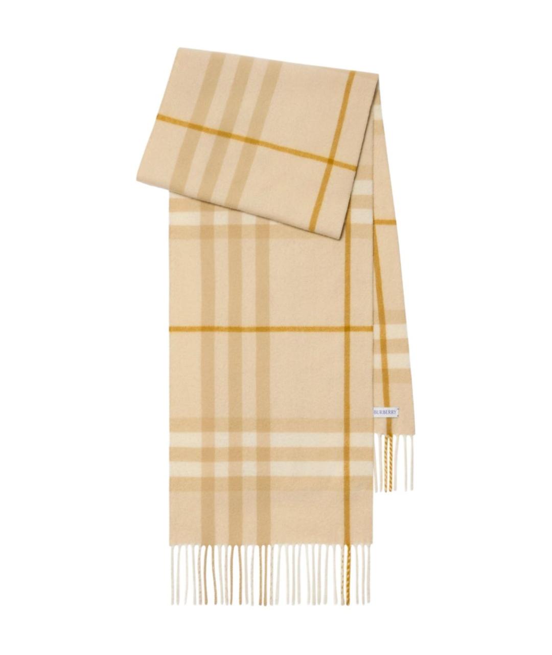 BURBERRY Желтый кашемировый шарф, фото 3