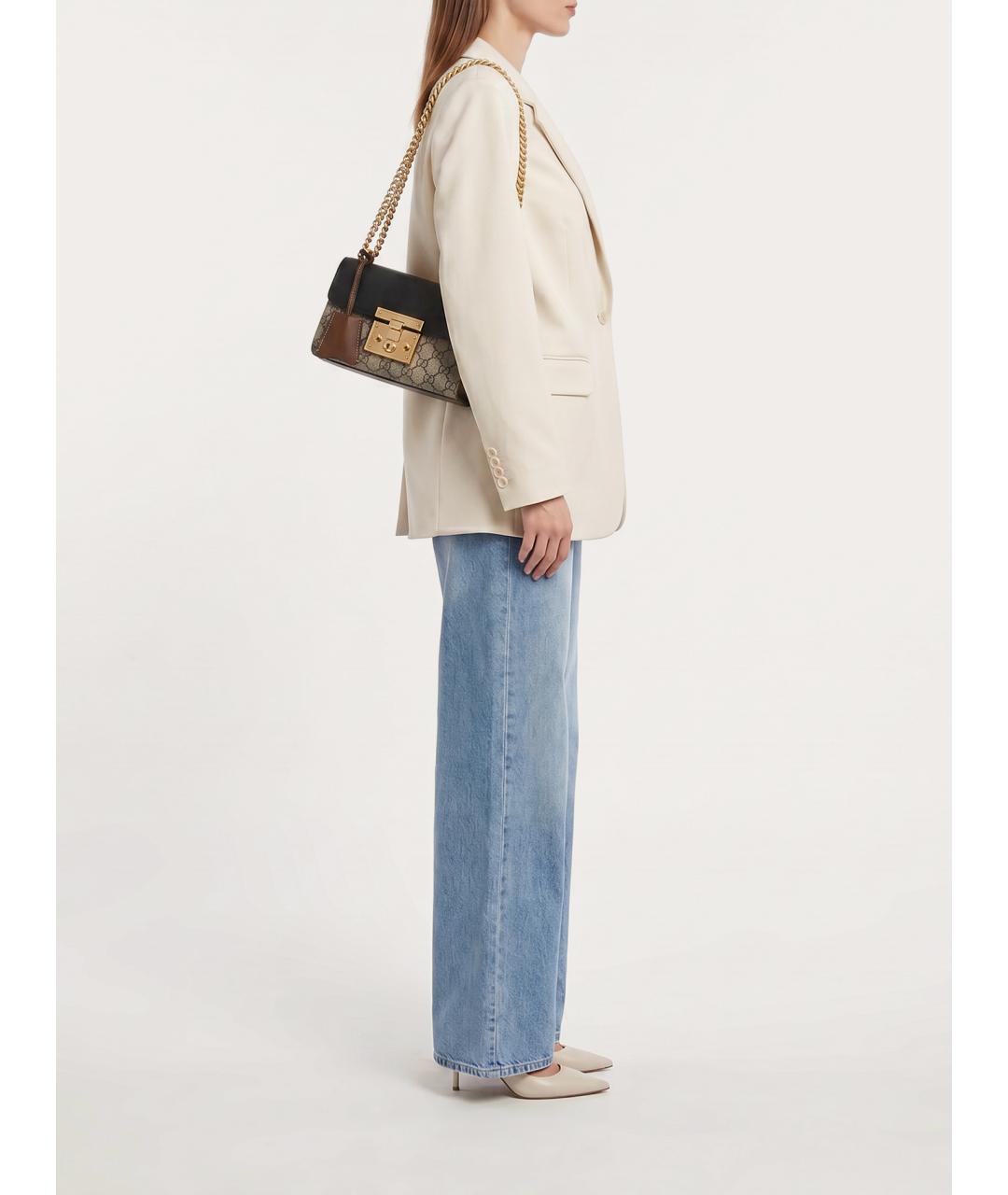 GUCCI Черная кожаная сумка через плечо, фото 8