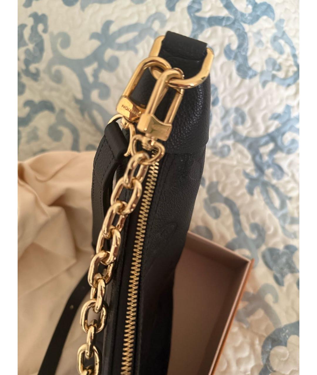 LOUIS VUITTON Черная кожаная сумка через плечо, фото 3