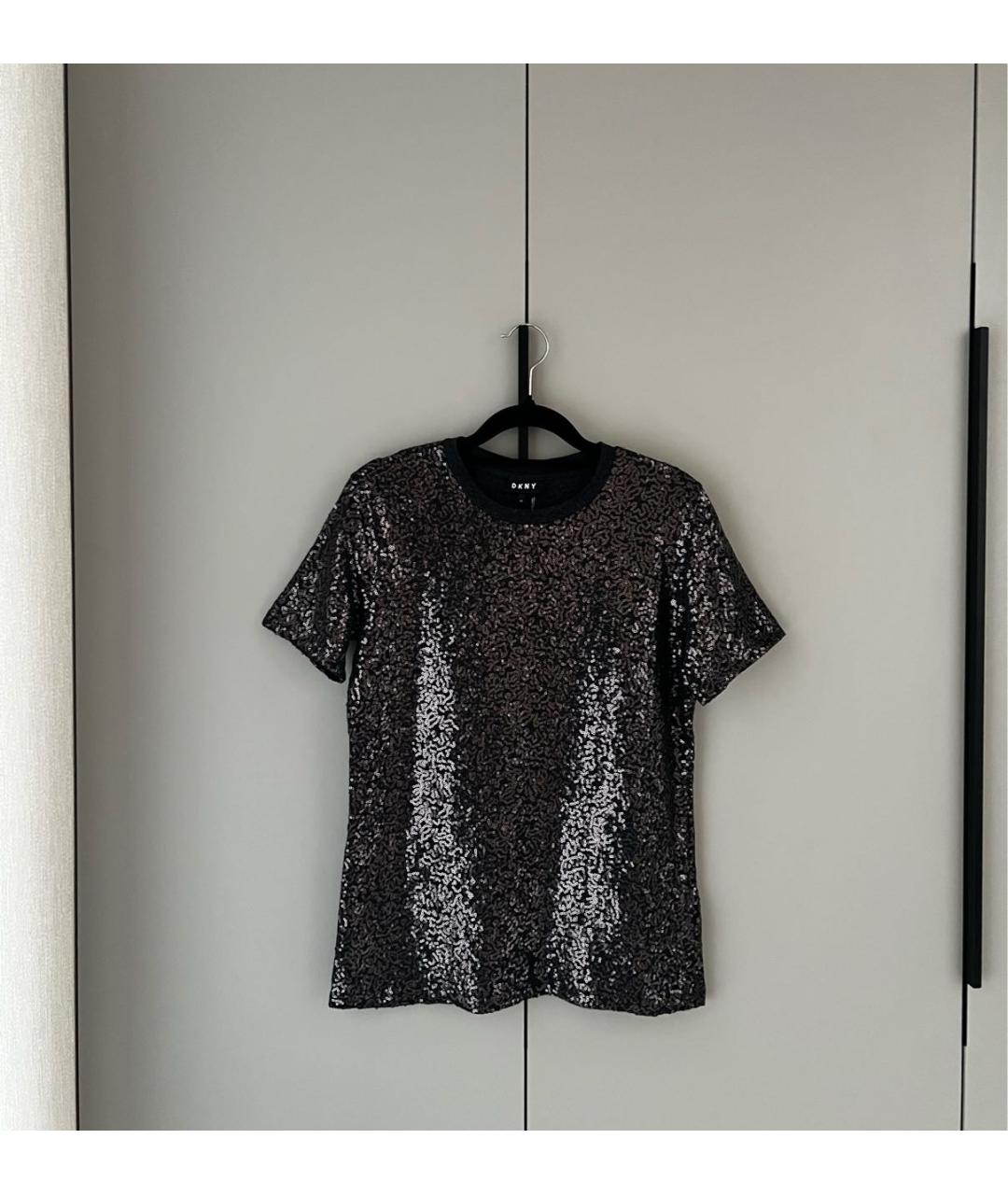 DKNY Антрацитовая хлопковая футболка, фото 2