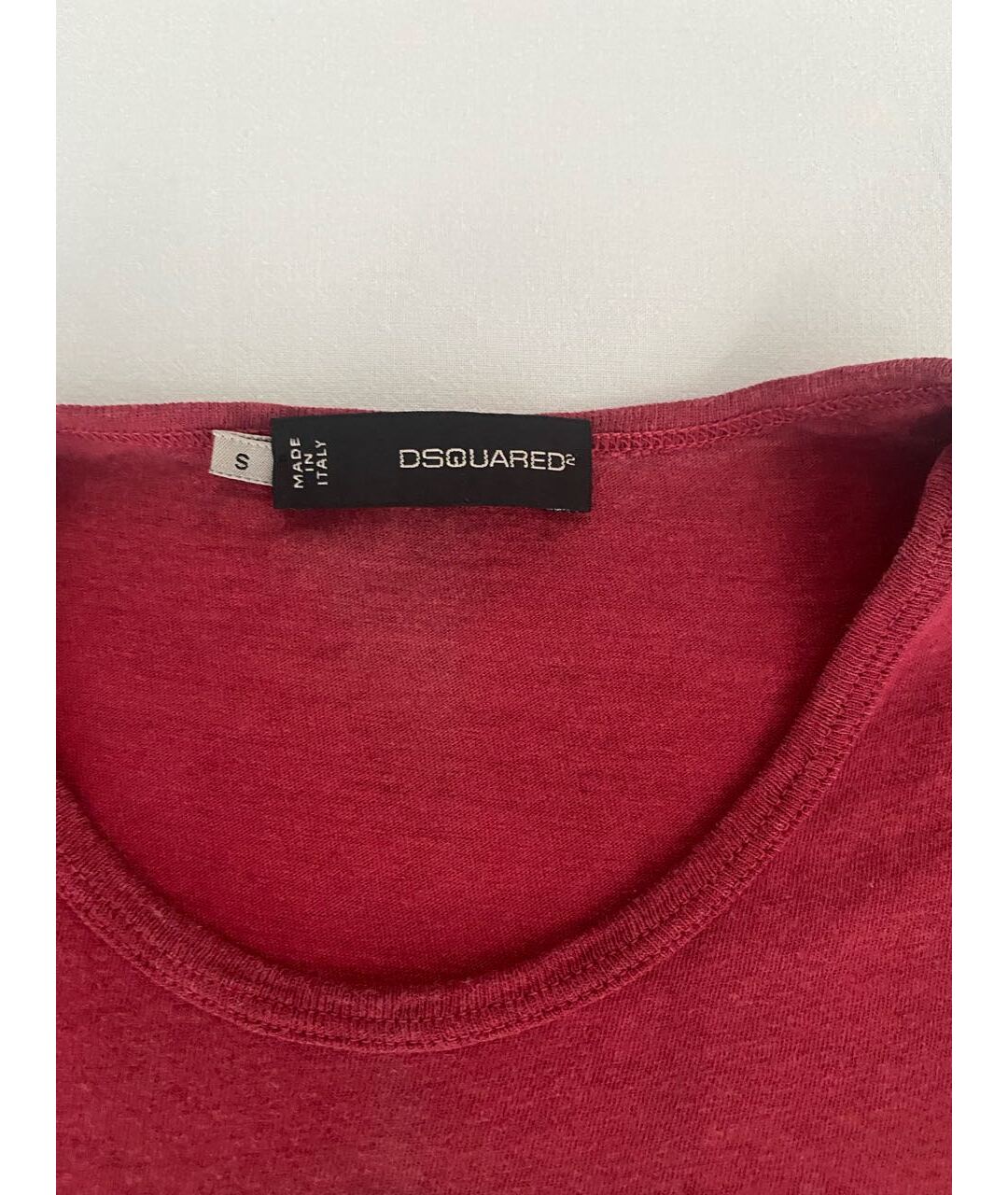 DSQUARED2 Бордовая хлопко-леновая футболка, фото 3