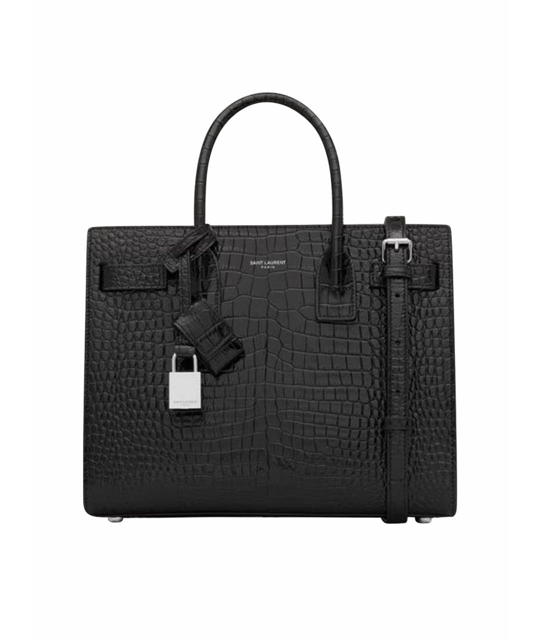 SAINT LAURENT Черная кожаная сумка тоут, фото 1