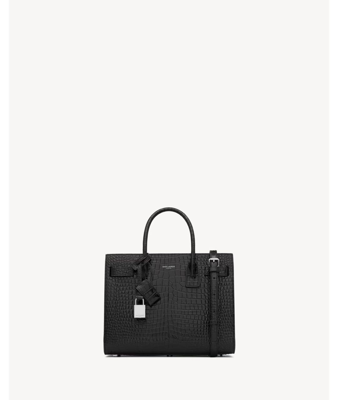 SAINT LAURENT Черная кожаная сумка тоут, фото 9